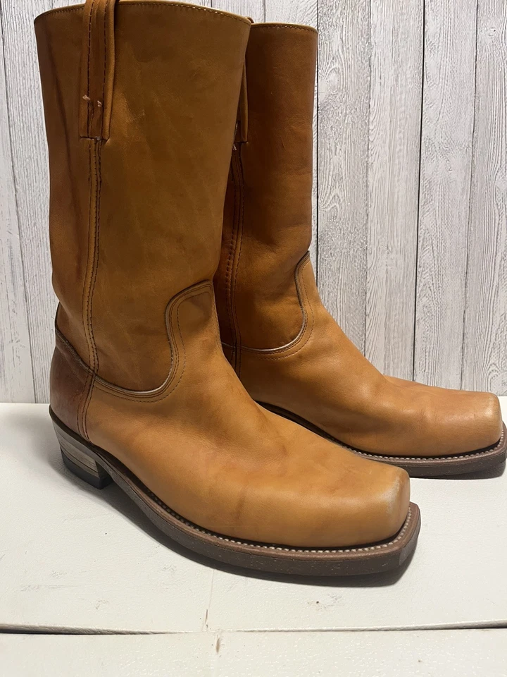 Botas Frye Campus Roper 12D Puntera Cuadrada Etiqueta Negra Marrón Hechas en EE. UU. Foto 4 de 4