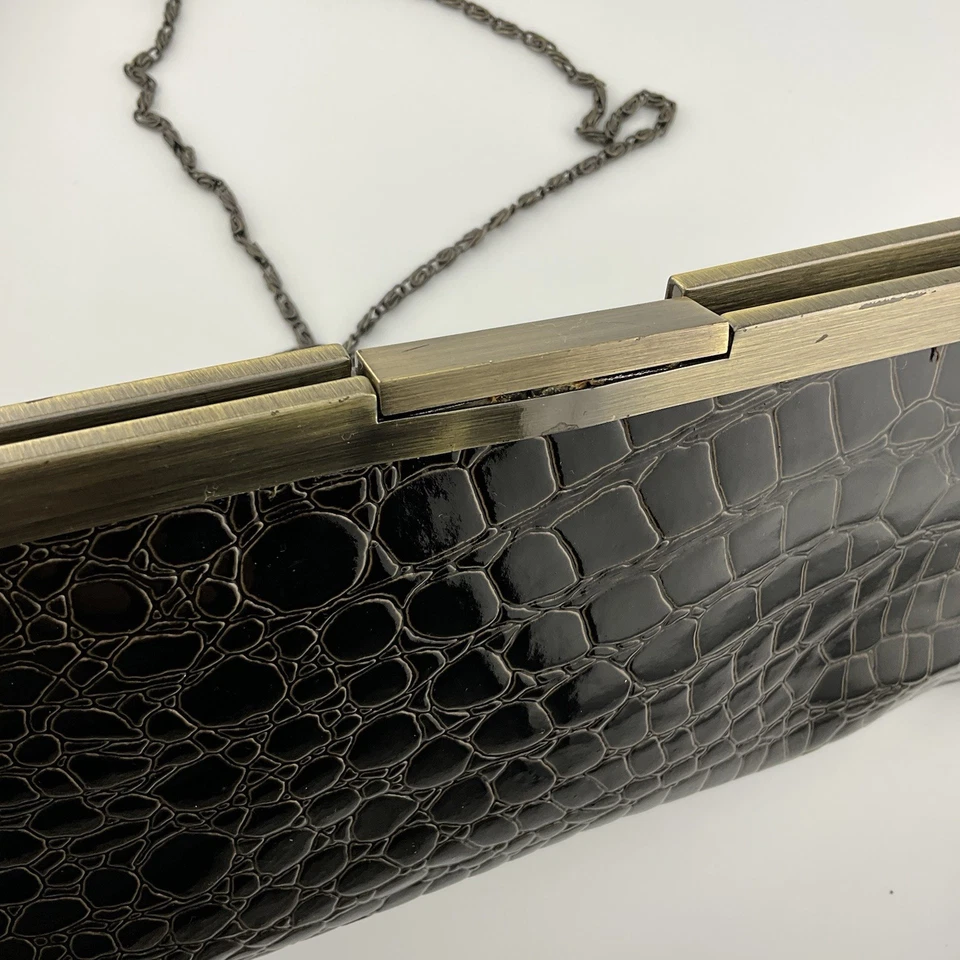 Jessica McClintock Vintage Clutch Patent Leather Crossbody Purse Retro 80s 11 in - Image 3 of 4