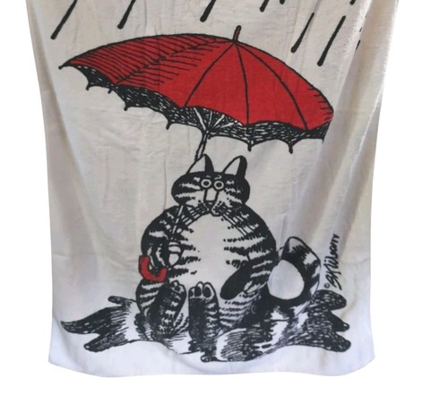 B Kliban Litho Graphics SHOWER CAT BEACH BATH TOWEL LARGE Cotton Vintage PULL 