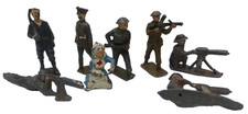8 ASSORTED VINTAGE JOHN HILL CO NURSE & OTHER ARMY LEAD CAST SOLDIER MODEL TOYS