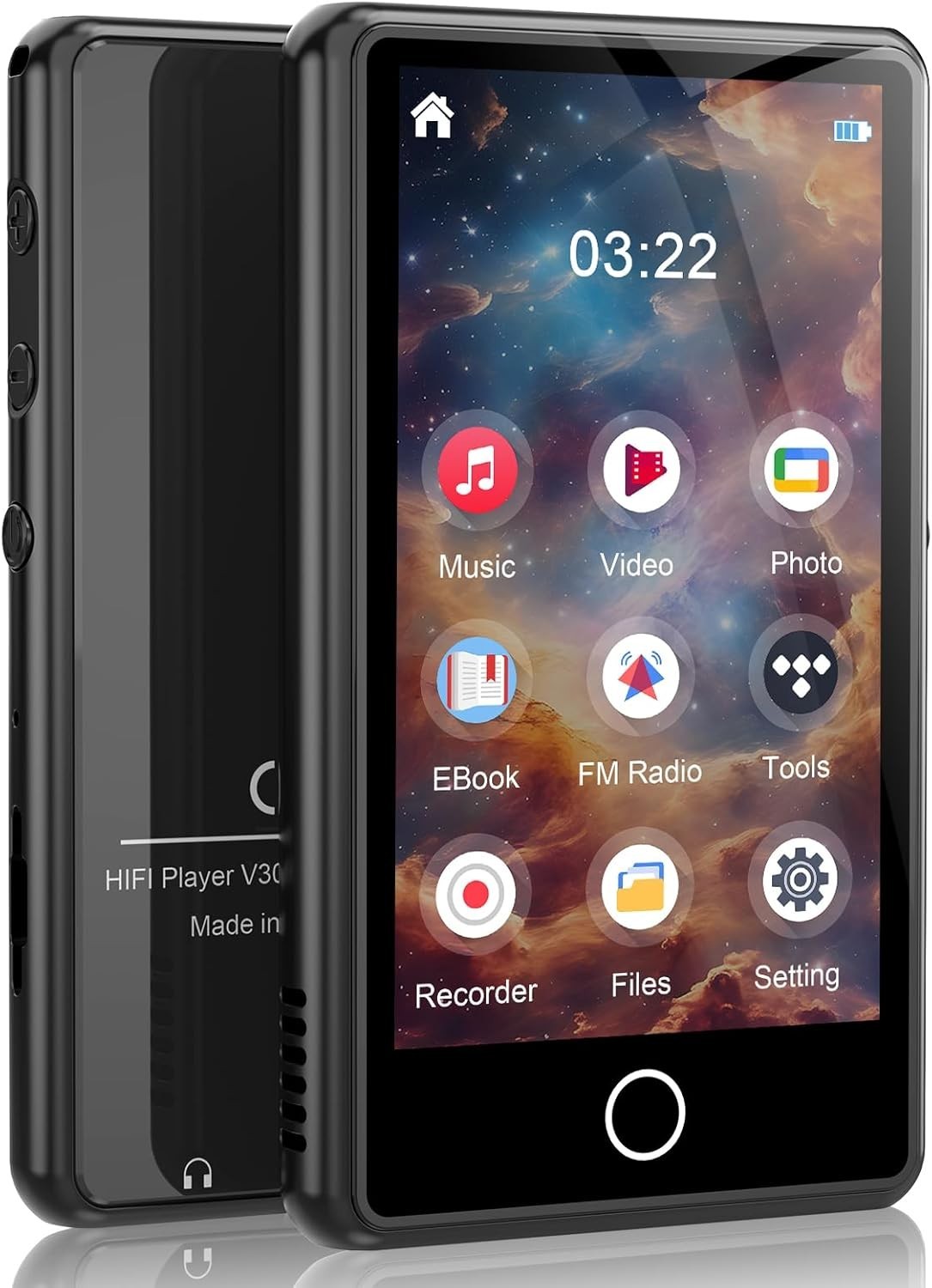 Lightweight 80GB Music Player with Bluetooth & High-Quality Speakers in Black