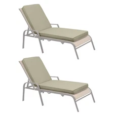 Aoodor 2Pcs Patio Chaise Lounge Cushion Pad Outdoor Water Resistant Mat, Brown