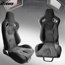 Universal Reclinable Adjustable Pair Racing Seat Wdual Slider Black Suede Universal Reclinable Adjustable Pair Racing Seat Wdual Slider Black Suede