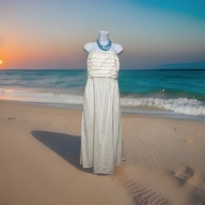 GAP Bridal Beachy Sun Summer Linen Blend Midi Lined Strap Option Dress Sz Sm