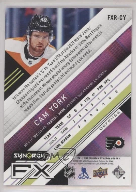 2021-22 Upper Deck Synergy Synergy FX Rookies Orange /449 Cam York #FXR-CY RC - Image 2 of 2