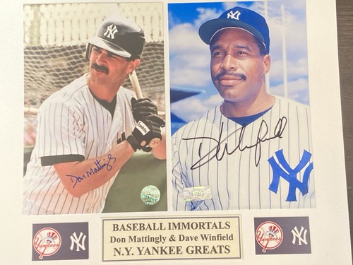 Dave Winfield , Don Mattingly Signed 5x7 Photo In A 8x10 Matt Autograph HOF. COA