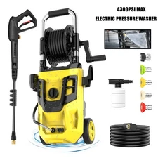 Electric Pressure Washer 4300PSI Max 2.8GPM Power Washer Yellow with Hose Reel