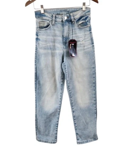 No Boundaries Super High Rise Straight Light Wash Ankle Jrs Womens Size 7 NWT