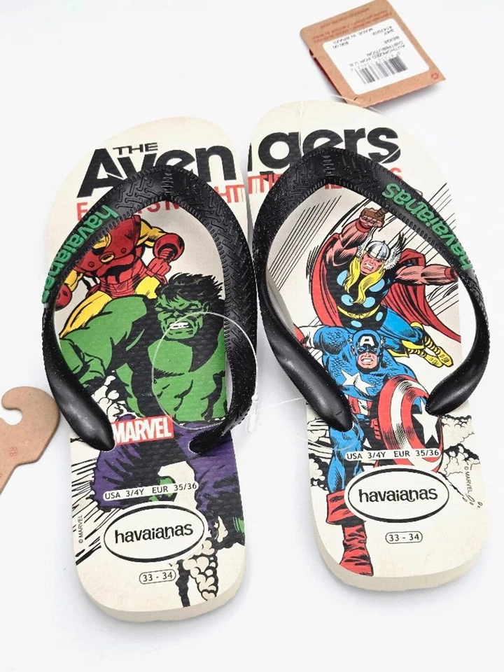 Kids Havaianas Avengers Flip Flops Beige M(3-4y), NWT - Image 2 of 4