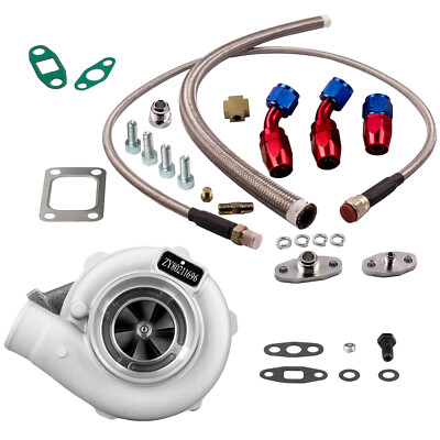 GT30 GT3037 GT3076 Turbo charger 500HP 0.82 A/R + Oil Drain Return FEED Line kit