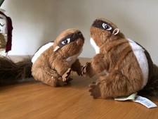 Two 2 Folkmanis Mini Chipmunk Plush Finger Puppet Toy 5  Realistic, Bushy Tail