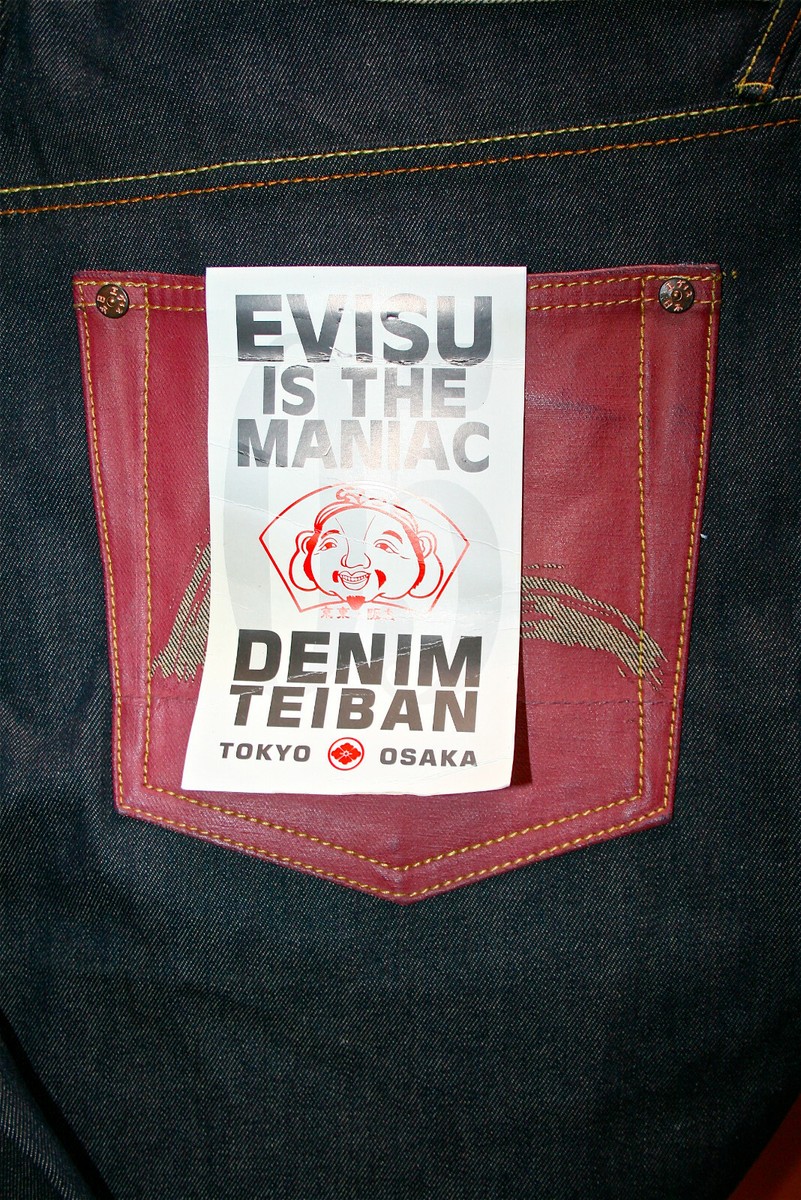 NEW EVISU Men's Reversible Button Snap Hip Hop Rap Retro Denim