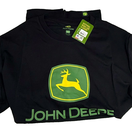 John Deere Men's Black Graphic Logo T-Shirt Size L Short Sleeve