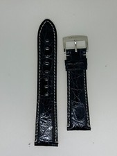 Coach dark blue with white thread watch band strap crocodile 21mm
