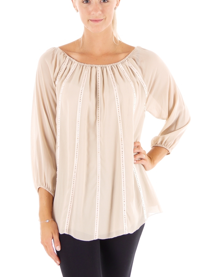 Repeat Tunic Blouse Hanger Dusky Pink Chiffon Elastic Band Rhinestones