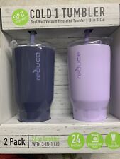 2 Pack Reduce Cold 1 Tumbler with Straw 24 OZ Dual Wall Vacuum Insulated Gray 