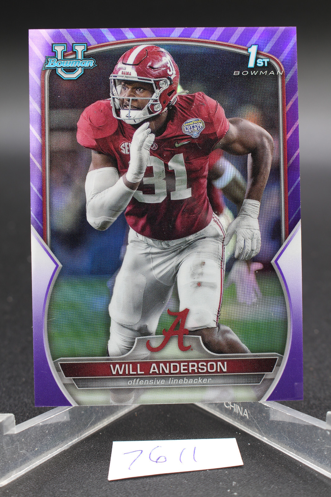 2022 Bowman Chrome University Purple Refractors #52 Will Anderson /399