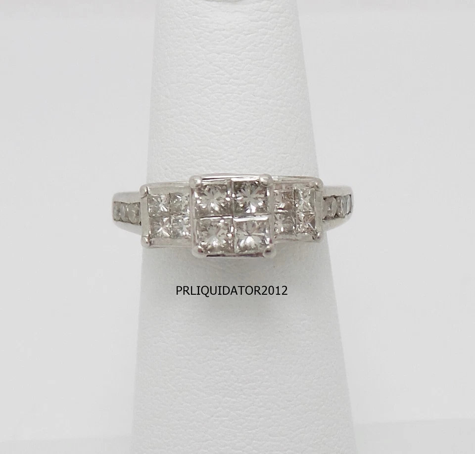 Anillo de compromiso de boda de aniversario de diamantes naturales de 1 quilate de oro blanco de 10 quilates Foto 2 de 4