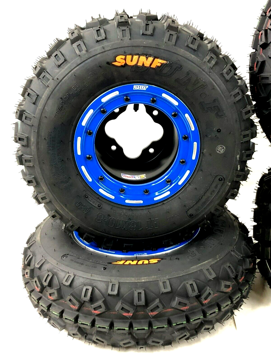 DWT G3 Black Beadlock Wheels MX Sunf A031 Tires Kawasaki KFX450R