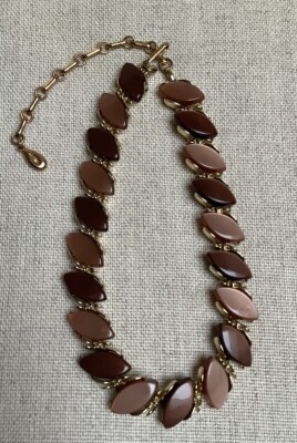 Vintage LISNER Necklace Thermoset Lucite Tan Brown Earth Tones