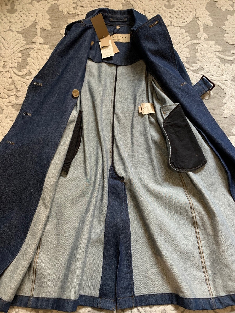 BURBERRY★素敵！Blue EASTHEATH Denim Trench Coat Authentic New BURBERRY Blue Women's EASTHEATH Denim Jean