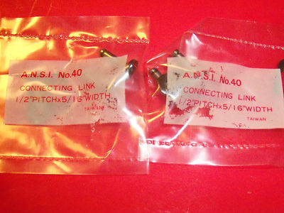 NEW 2 PK # 40 ROLLER CHAIN CONNECTING LINK FITS GO CARTS TILLERS MOWERS 2 PACK 