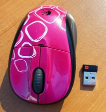 Logitech M305 Wireless Optical Mouse w/ Unifying Receiver Pink Cobble VG COND