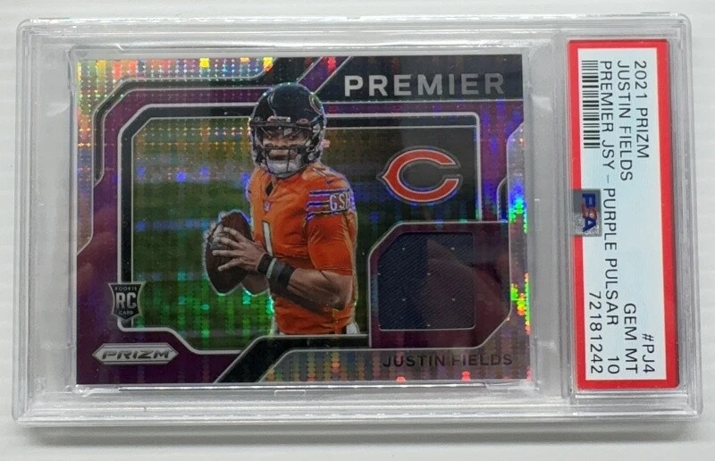 Justin Fields Panini Prizm Premier Jersey #PJ4 Purple Pulsar