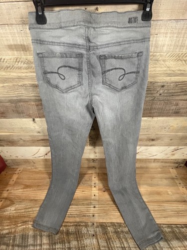 Justice Gray Girls 14 Slim Mid Rise Legging Jeans Stretchy Denim Pants Bottoms - Picture 2 of 8