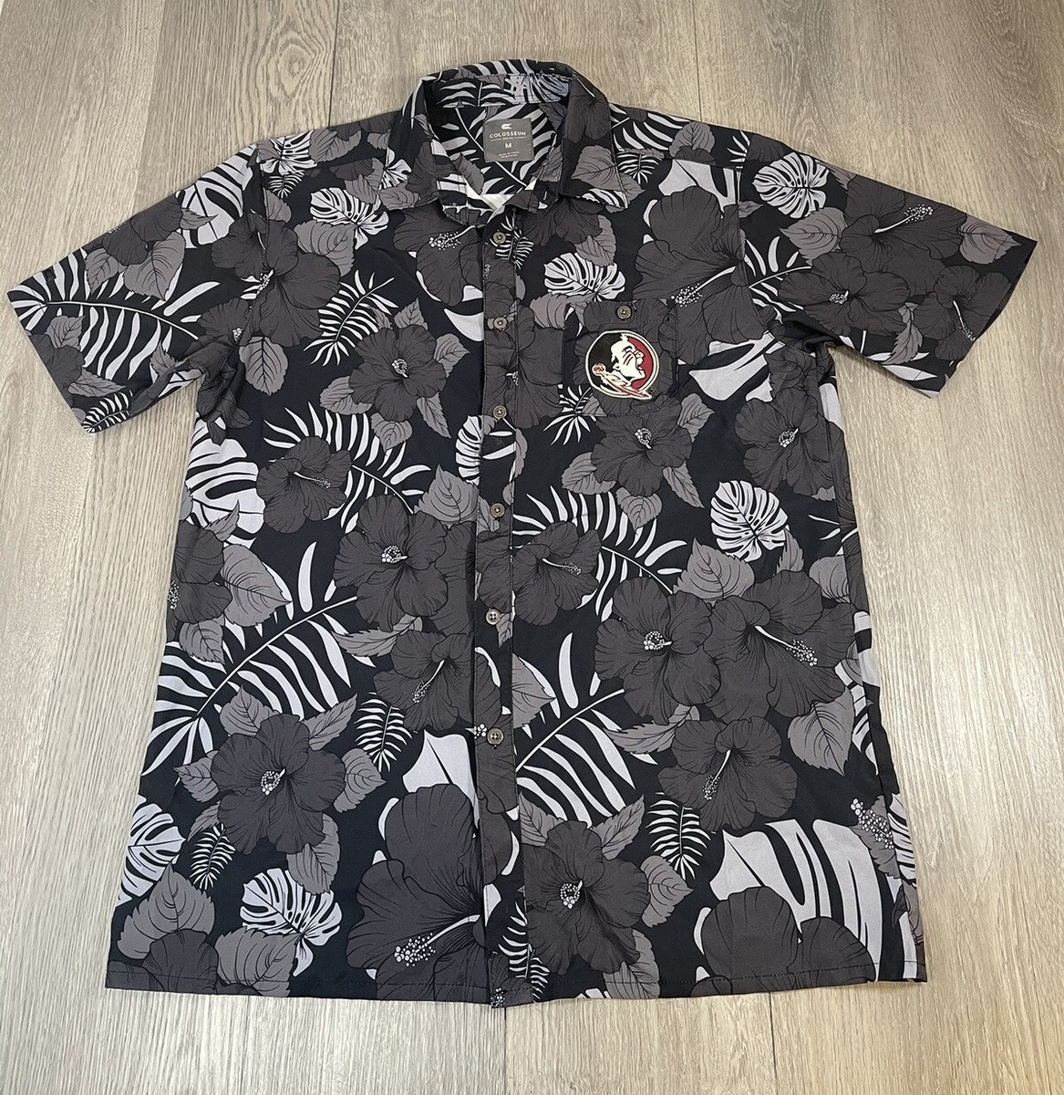 Florida State Seminoles Colosseum Hawaiian Button Up Shirt Palm