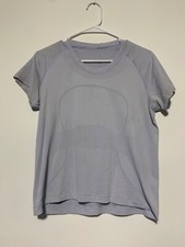 Lululemon Women No Size Dot Light Purple Swiftly Tech Short Sleeve Shirt Damage