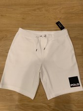 Polo Ralph Lauren Men s Double Knit Box Logo Tech Fleece Sweat Shorts White XXL