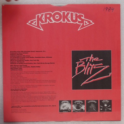 KROKUS: The Blitz USA Arista '84 Power Heavy Metal OG Shrink LP NM