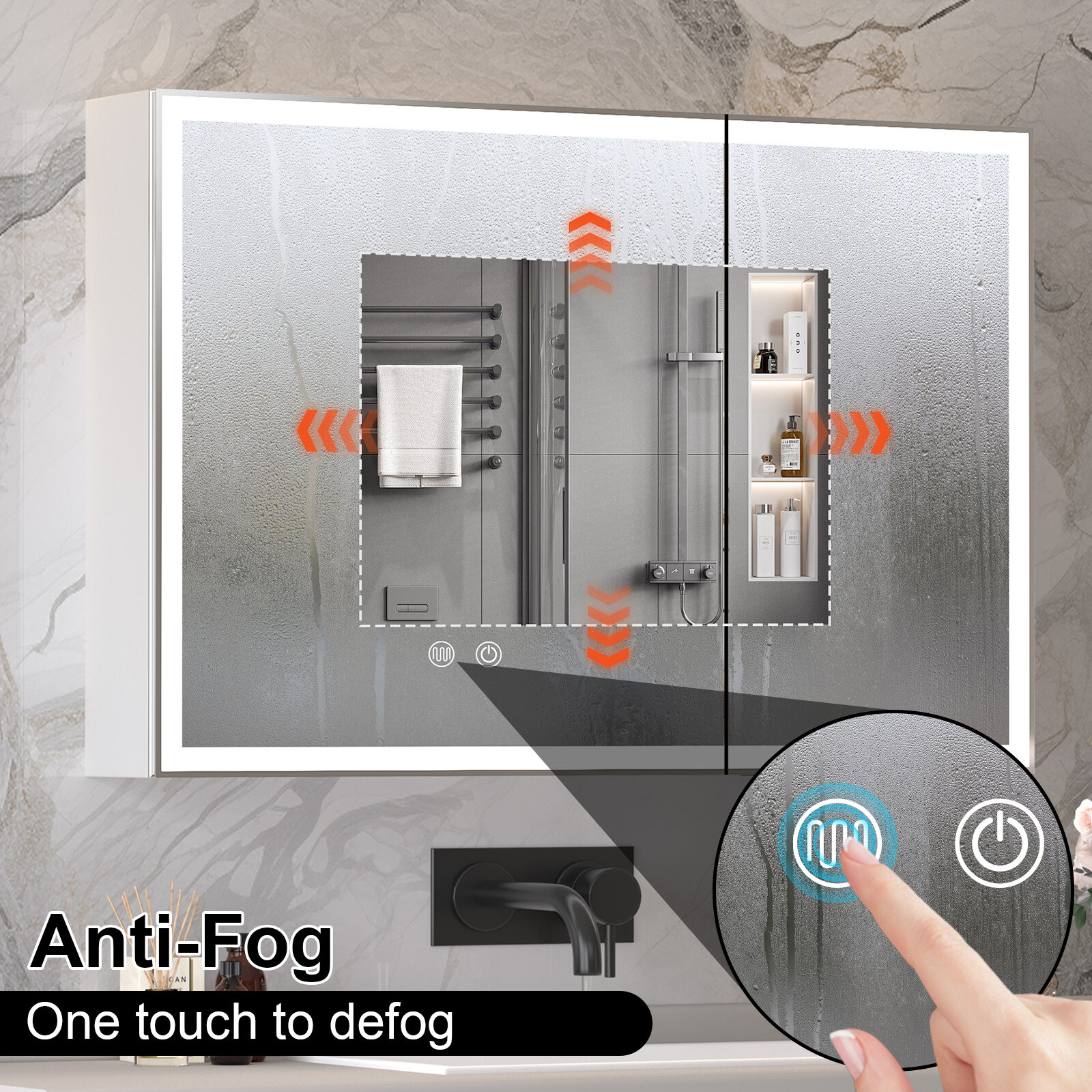 Lighted Medicine Cabinet with Mirror Wall Mounted Bathroom Cabinet LED Lights