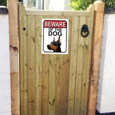 Beware Of The Dog Doberman Pinscher Metal Gate Sign 150mm x 200mm 1128H1