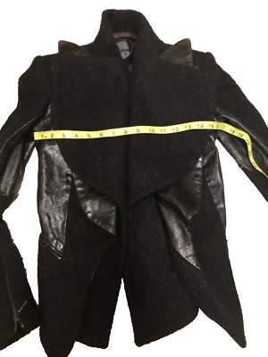 Jean Pierre Braganza Leather mixed leather wool jacket coat black