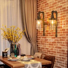 Vintage Wall Light Industrial Water Pipe Wall Sconce Fixture Glass Lampshade