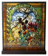 Ebros Louis Comfort Tiffany Four Seasons Spring Stained Glass Art With Base