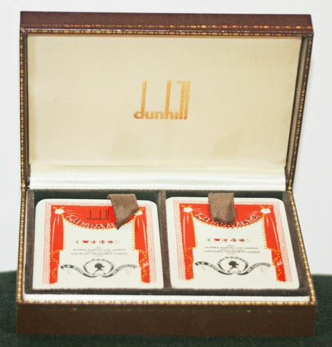 RARE VTG DUNHILL PLAYING CARDS LA TRAVIATA ERTE LEATHER CASE GOLD EDGE COMPLETE