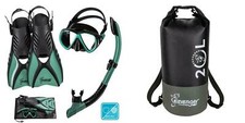 Seavenger Hanalei Seafoam Green Snorkeling Set with Free 20L Waterproof Dry Bag