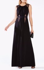 NEW BCBG MAXAZRIA BLACK STEHLA LACE-BLOCKED JERSEY GOWN NYC67J37/L479A SZ 4