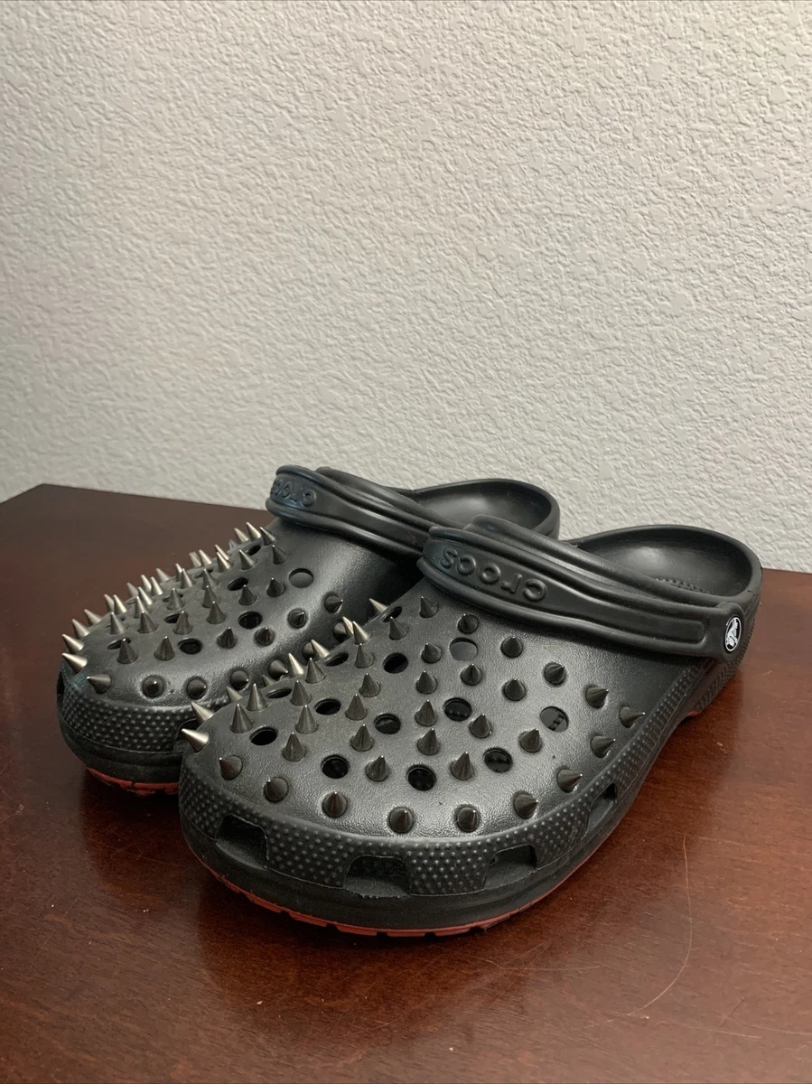 CROCS RAVE Goth Punk Rock shoe sandal Studs skulls spikes chains mens 11