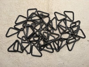 45 DURABLE metal triangles/rings for belts, purses, leather craft 1.25x1.25x1.5”