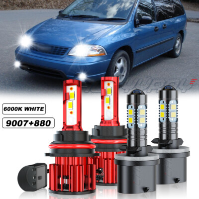 For Ford Explorer 2002-2005 6000K LED Headlight High Low Beam Bulbs Combo 4x