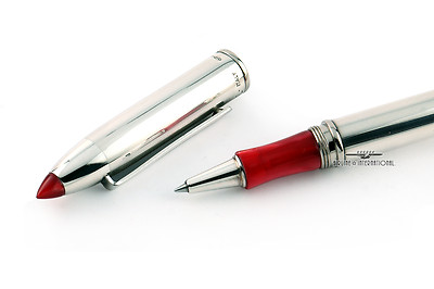 Marlen Vintage Sterling Silver Red Arianne Shuttle Rollerball Pen