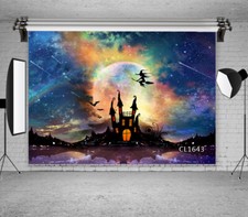 Halloween Witch Castle Backdrop Colored Sky Vinyl Background Photography Studio