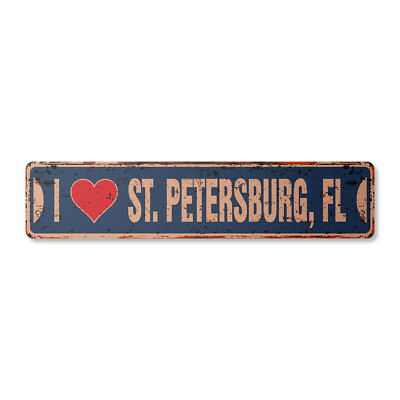 I LOVE ST. PETERSBURG FLORIDA Vintage Street Sign fl city state us road rustic