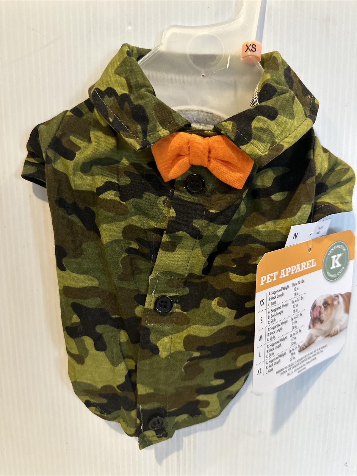 NWT Kensington Kennel Club Camo Dog Dress Shirt with Tie Sz XS (up to