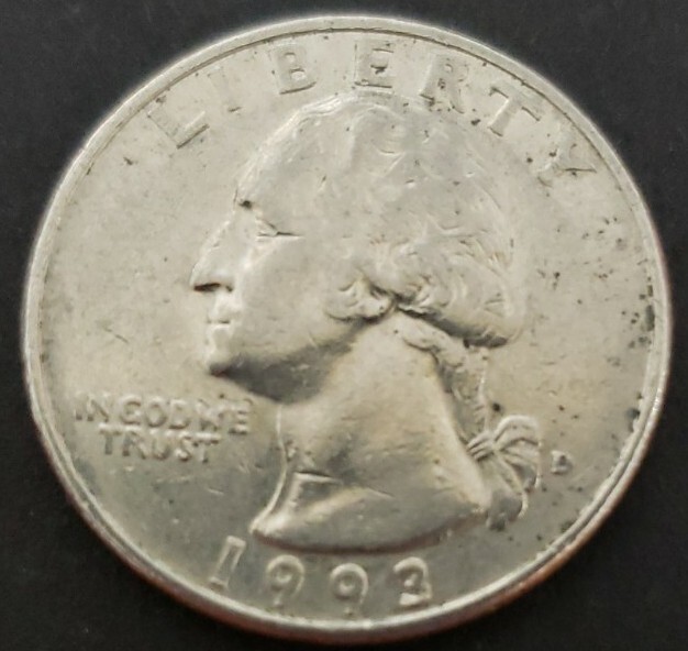 1993 D Washington Quarter Error Obverse Double Die IN GOD WE TRUST