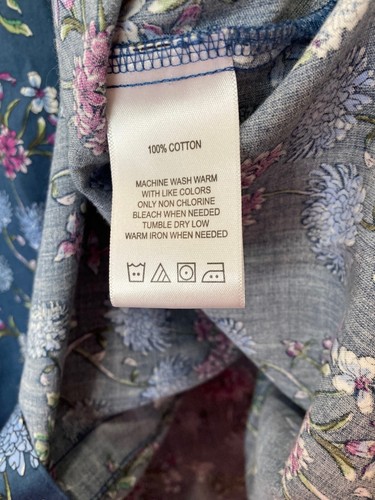 Foxcroft Damen 18W Button Front Shirt Blau Weiß Print Langarm Faltenfrei - Bild 6 von 7